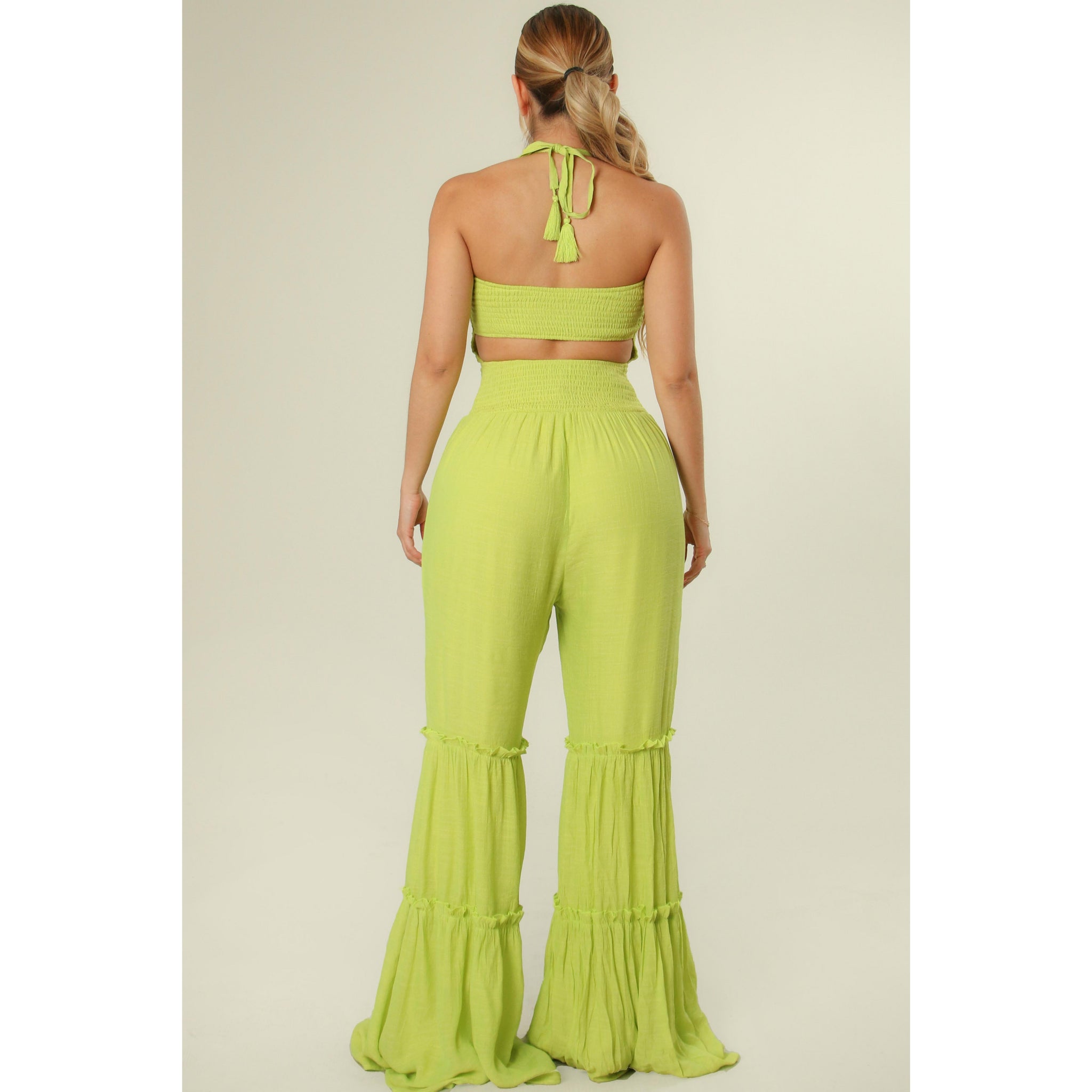 SHIRRING WIDE LEG JUMPSUIT